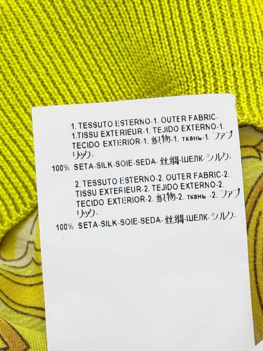 Pre-loved VERSACE Yellow Barocco Print Size US 6 Cardigan at Reems Closet