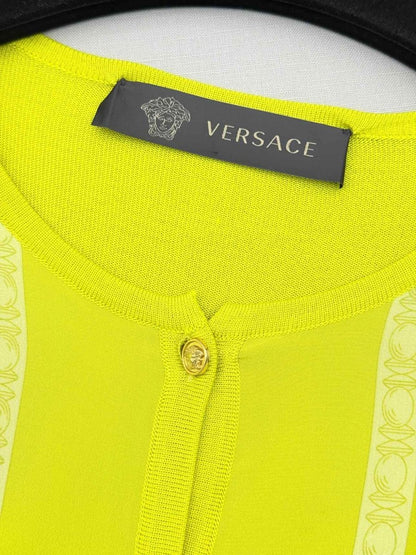 Pre-loved VERSACE Yellow Barocco Print Size US 6 Cardigan at Reems Closet