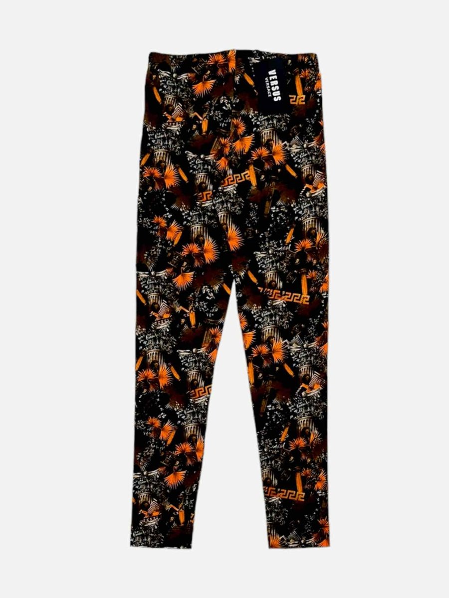 Pre-loved VERSUS Orange & Black Printed Leggings from Reems Closet