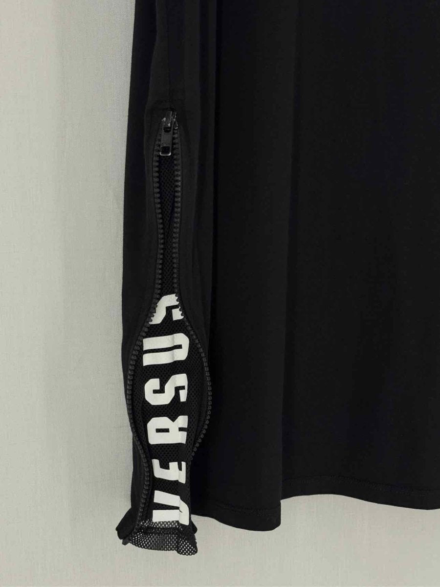 Pre - loved VERSUS VERSACE Black Logo Print Size Medium Short Dress at Reems Closet