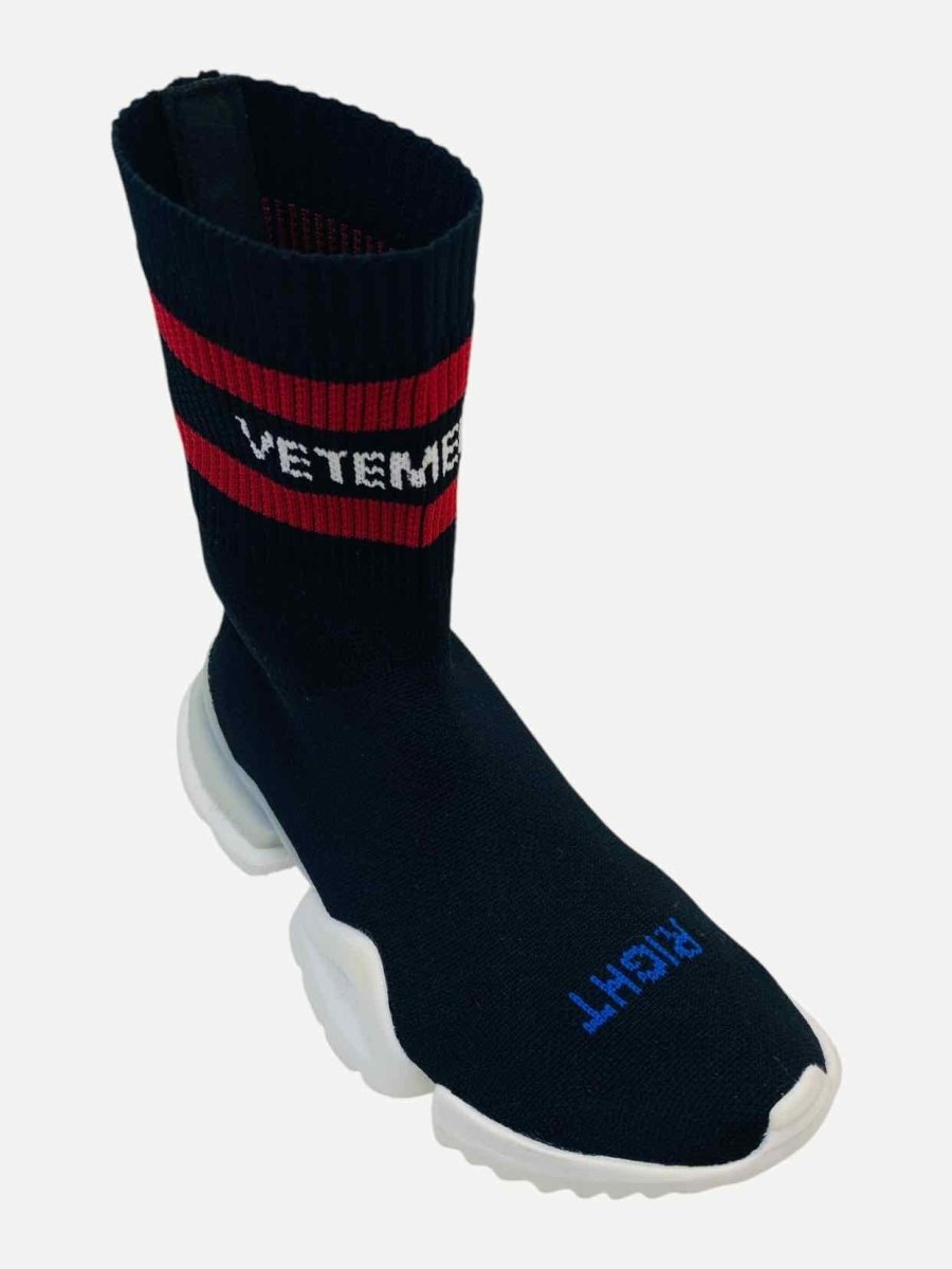 Pre - loved VETEMENTS Sock Runner Black Sneakers at Reems Closet