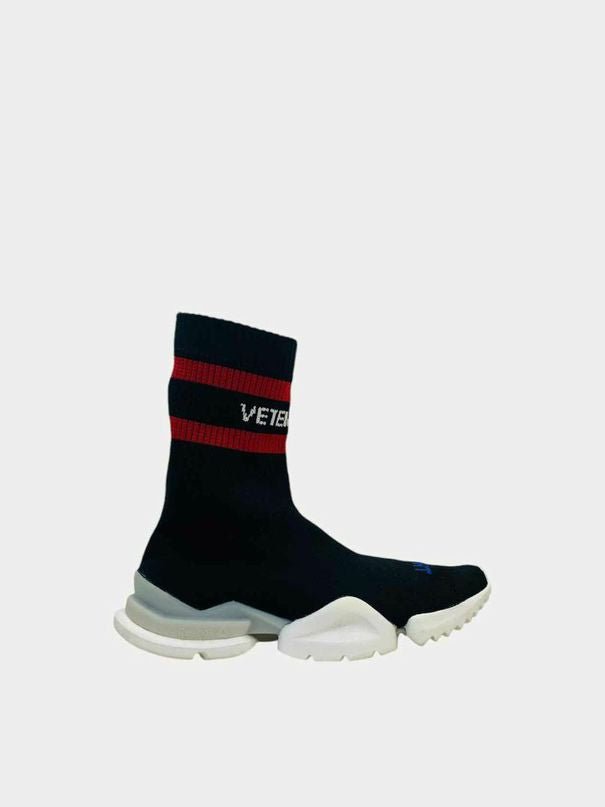 Pre - loved VETEMENTS Sock Runner Black Sneakers at Reems Closet