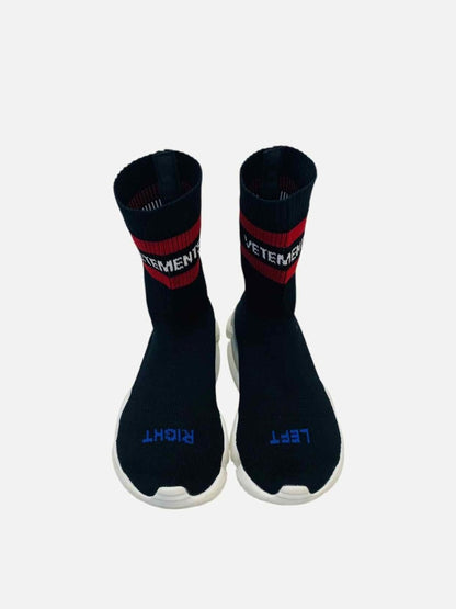 Pre - loved VETEMENTS Sock Runner Black Sneakers at Reems Closet