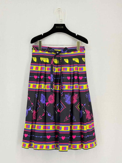 Pre-loved VETRO Black Multicolor Print Size Medium Midi Skirt at Reems Closet