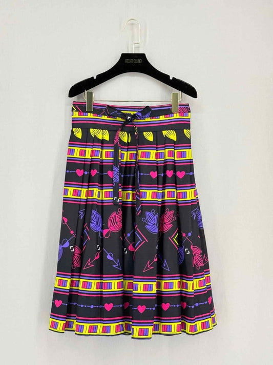 Pre-loved VETRO Black Multicolor Print Size Medium Midi Skirt at Reems Closet