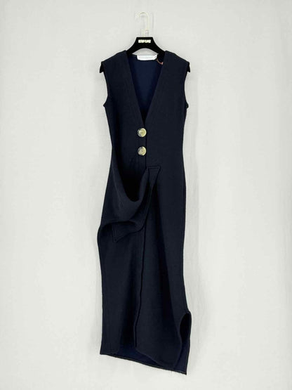 Pre - loved VICTORIA BECKHAM Black Size US 6 Midi Dress at Reems Closet