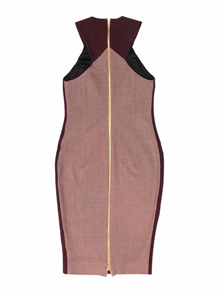 Pre - loved VICTORIA BECKHAM Bodycon Burgundy Knee Length Dress at Reems Closet