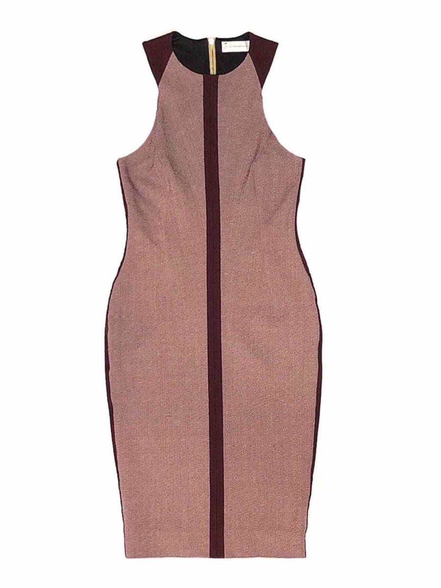 Pre - loved VICTORIA BECKHAM Bodycon Burgundy Knee Length Dress at Reems Closet