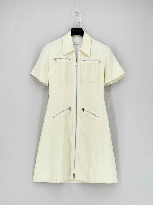 Pre - loved VICTORIA BECKHAM Cream Size US 6 Knee Length Dress at Reems Closet