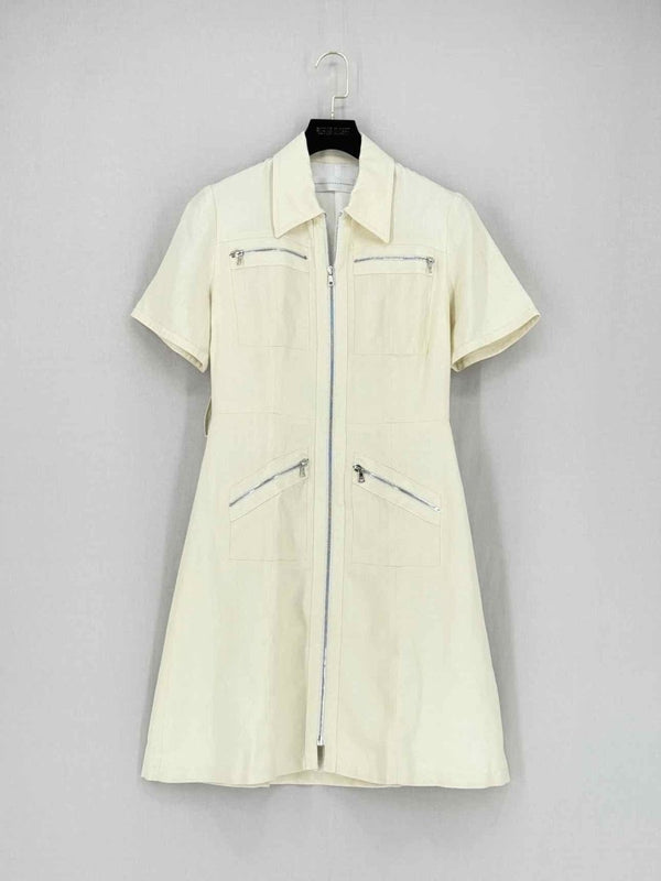 Pre - loved VICTORIA BECKHAM Cream Size US 6 Knee Length Dress at Reems Closet