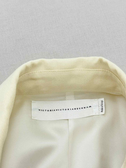 Pre - loved VICTORIA BECKHAM Cream Size US 6 Knee Length Dress at Reems Closet