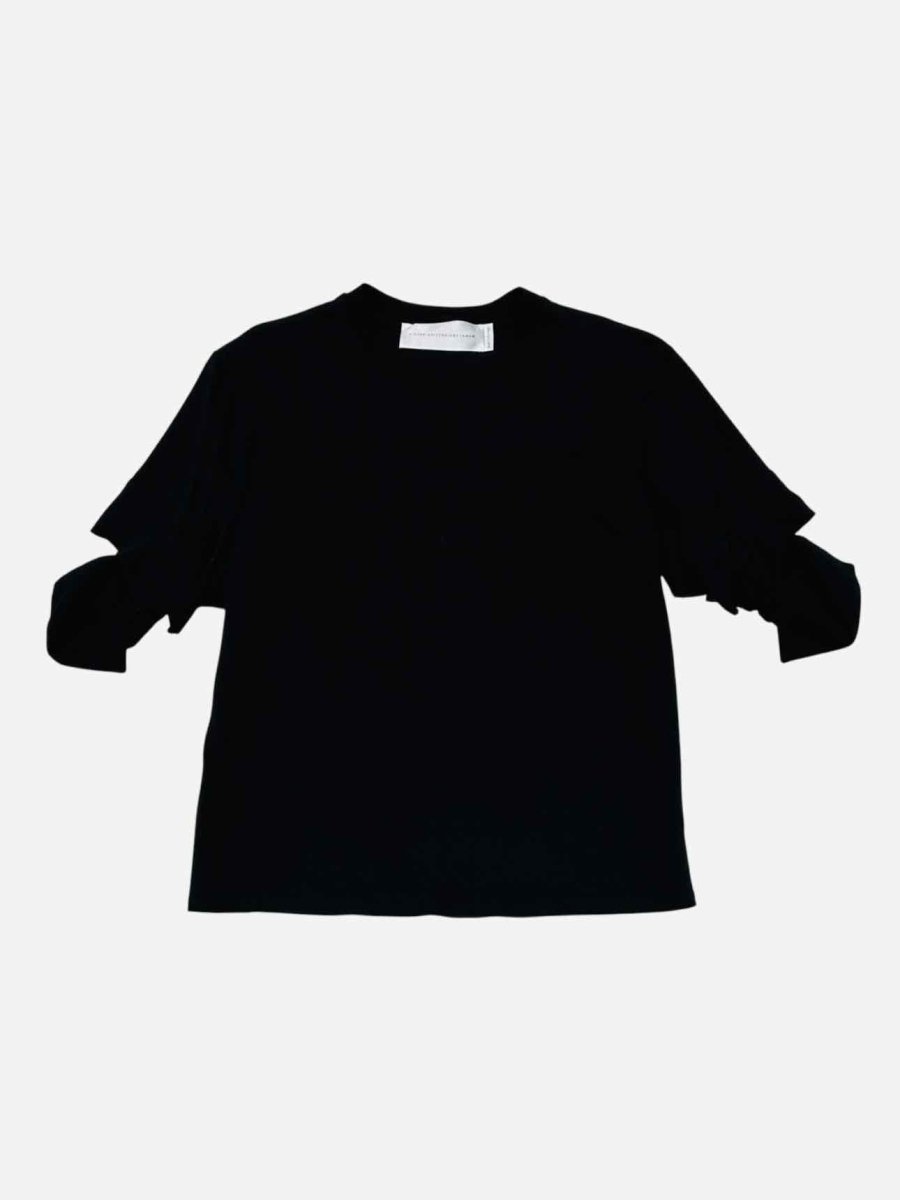 Pre - loved VICTORIA BECKHAM Cutout Sleeve Black Top at Reems Closet