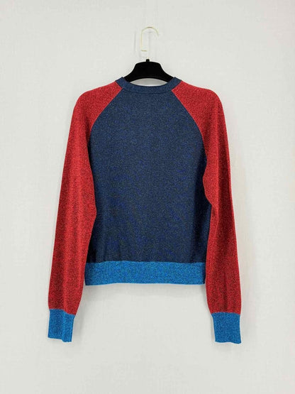 Pre - loved VICTORIA BECKHAM Navy Blue Multicolor Size Medium Top at Reems Closet