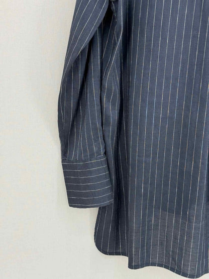 Pre - loved VICTORIA BECKHAM Navy & White Size US 8 Blouse at Reems Closet