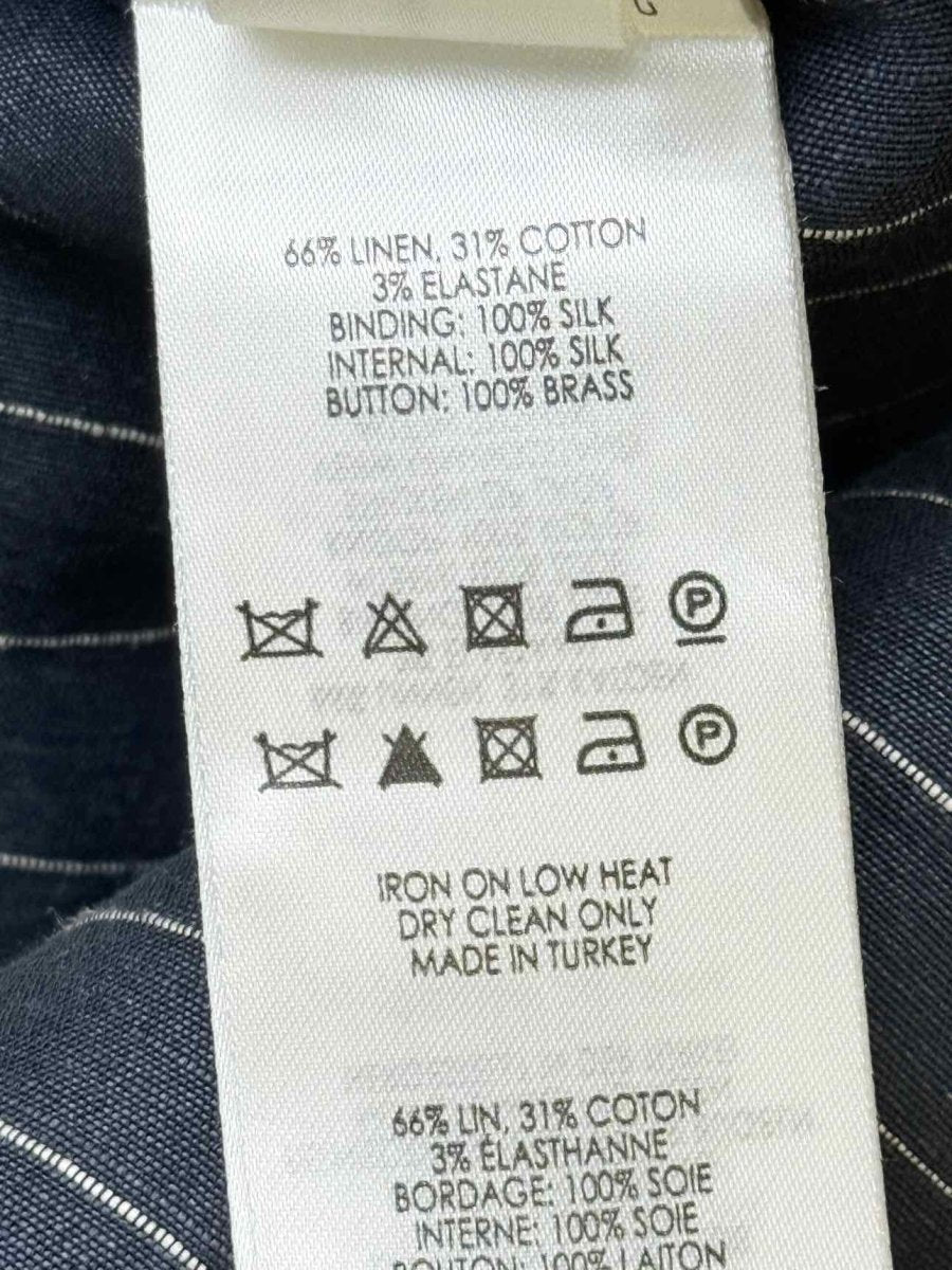 Pre - loved VICTORIA BECKHAM Navy & White Size US 8 Blouse at Reems Closet