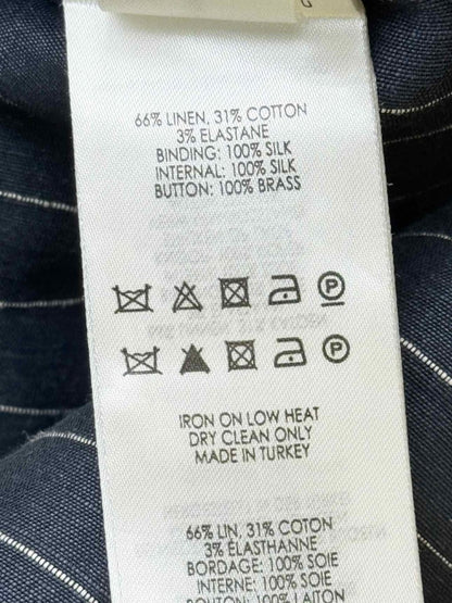 Pre - loved VICTORIA BECKHAM Navy & White Size US 8 Blouse at Reems Closet