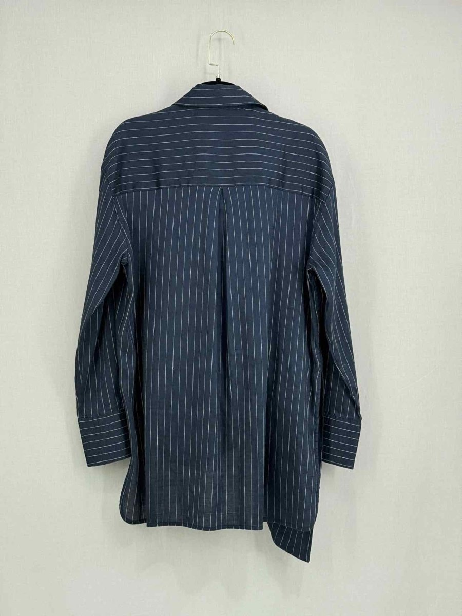 Pre - loved VICTORIA BECKHAM Navy & White Size US 8 Blouse at Reems Closet