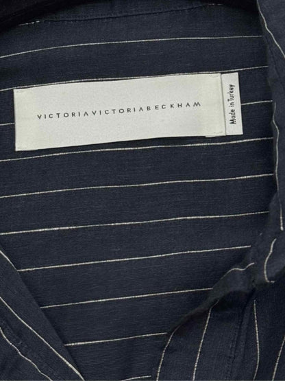 Pre - loved VICTORIA BECKHAM Navy & White Size US 8 Blouse at Reems Closet