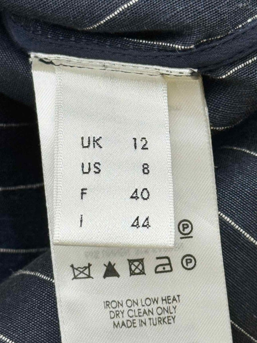 Pre - loved VICTORIA BECKHAM Navy & White Size US 8 Blouse at Reems Closet