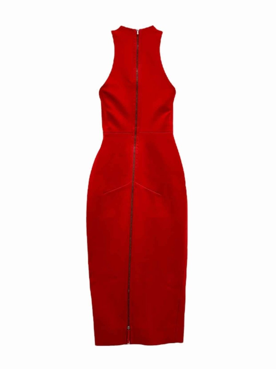 Pre - loved VICTORIA BECKHAM Red Size US 2 Midi Dress at Reems Closet