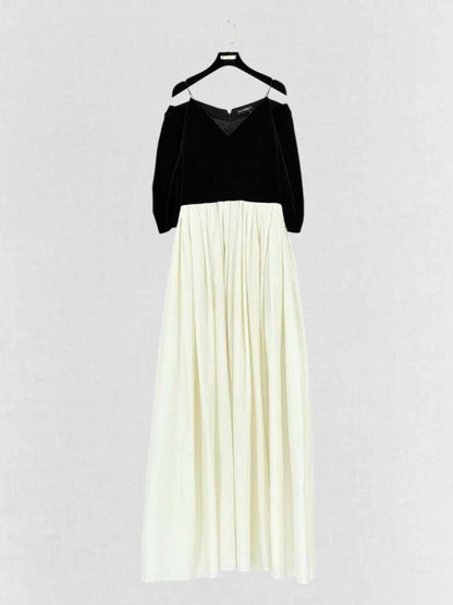 Pre - loved VIKA GAZINSKAYA Cream & Black Size US 10 Long Dress at Reems Closet