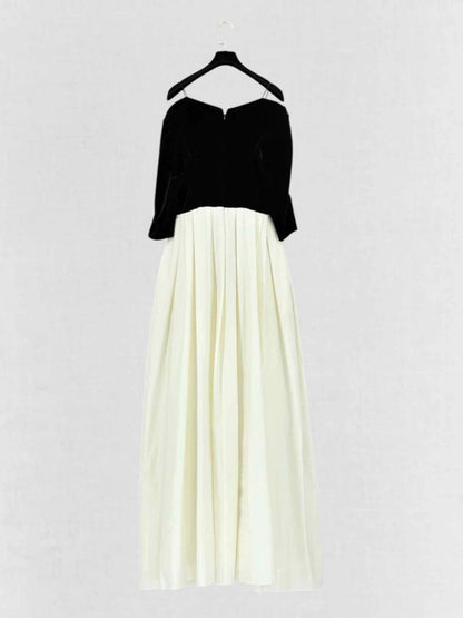 Pre - loved VIKA GAZINSKAYA Cream & Black Size US 10 Long Dress at Reems Closet
