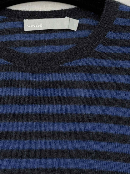 Pre - loved VINCE Black & Blue Striped Size Small Sweater at Reems Closet
