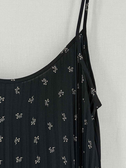 Pre - loved VINCE Black Floral Print Size Medium Midi Dress at Reems Closet