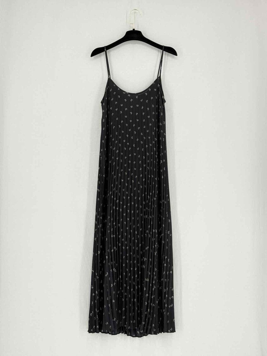 Pre - loved VINCE Black Floral Print Size Medium Midi Dress at Reems Closet