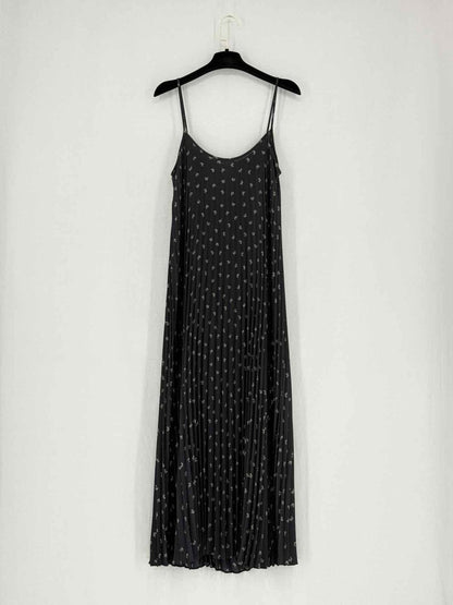 Pre - loved VINCE Black Floral Print Size Medium Midi Dress at Reems Closet