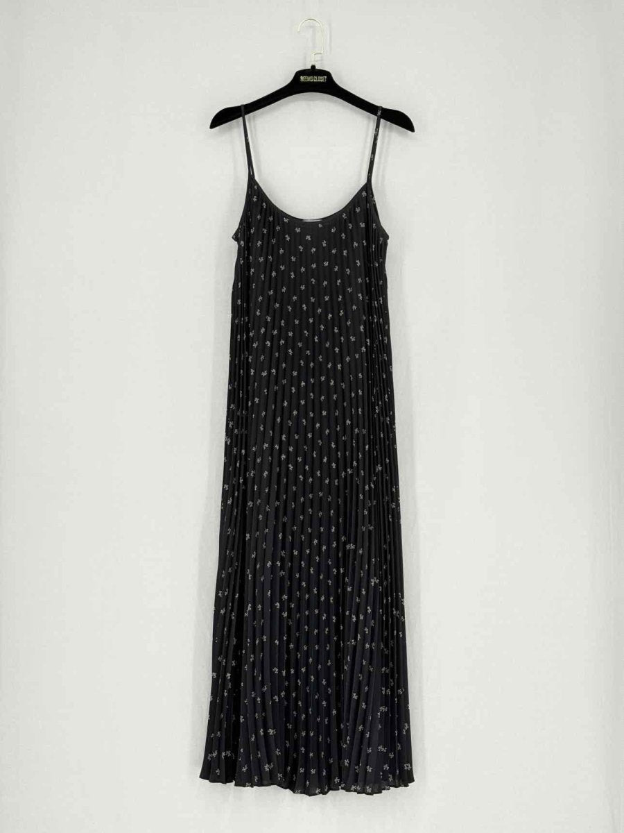Pre - loved VINCE Black Floral Print Size Medium Midi Dress at Reems Closet
