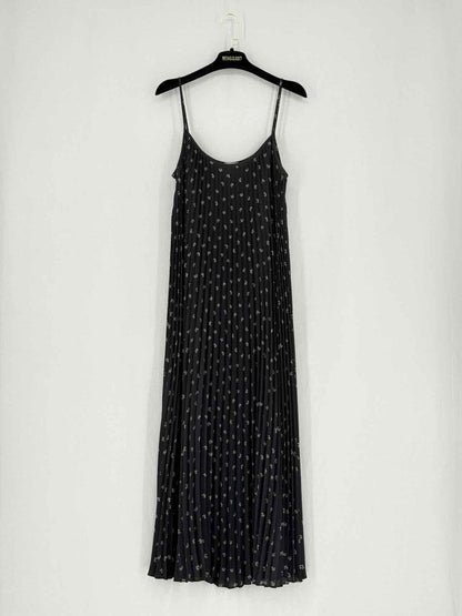 Pre - loved VINCE Black Floral Print Size Medium Midi Dress at Reems Closet