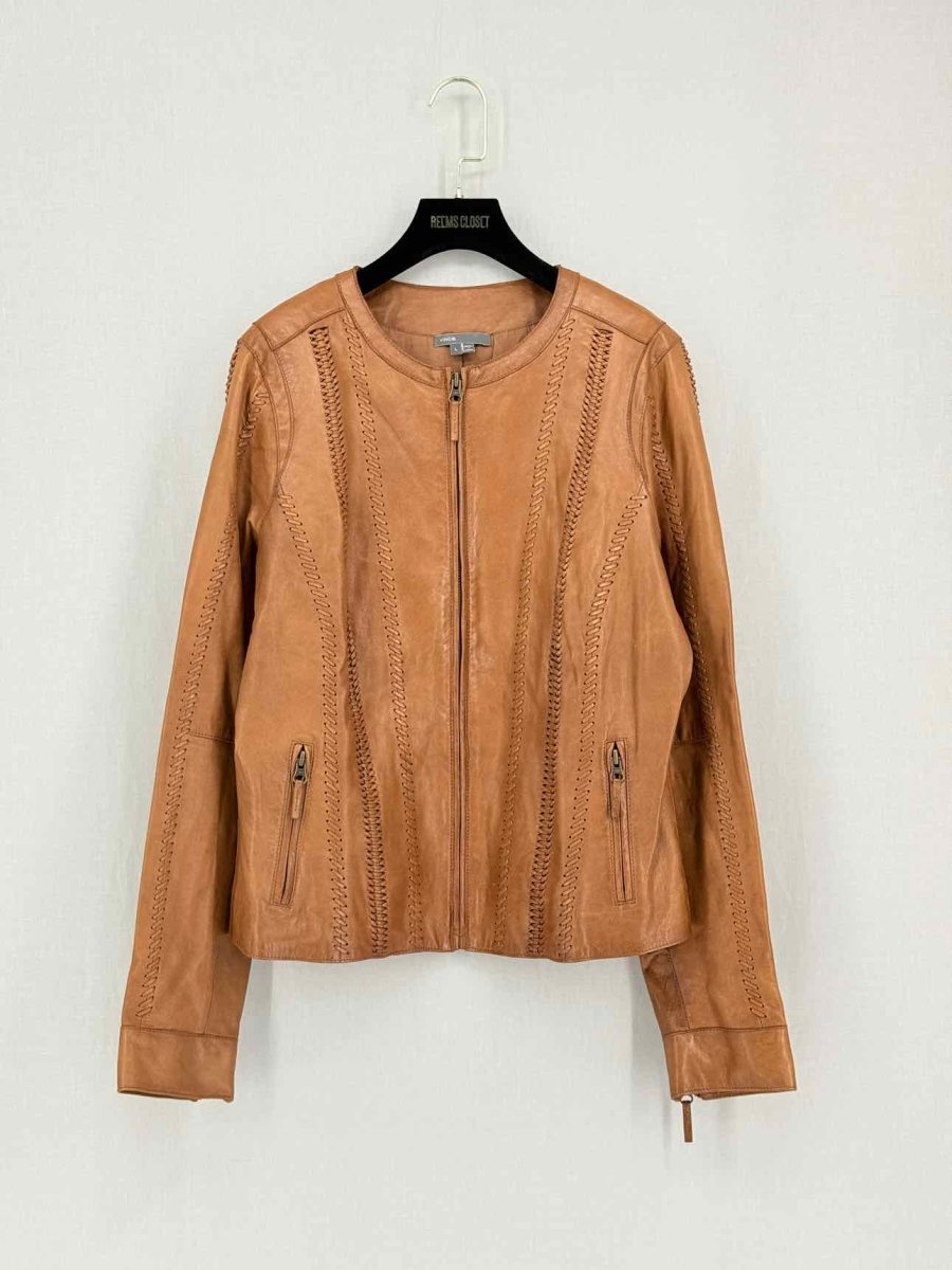 Pre-loved VINCE Brown Braided Detail Size Large Jacket at Reems Closet