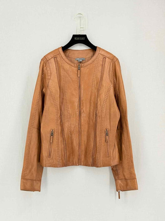 Pre-loved VINCE Brown Braided Detail Size Large Jacket at Reems Closet