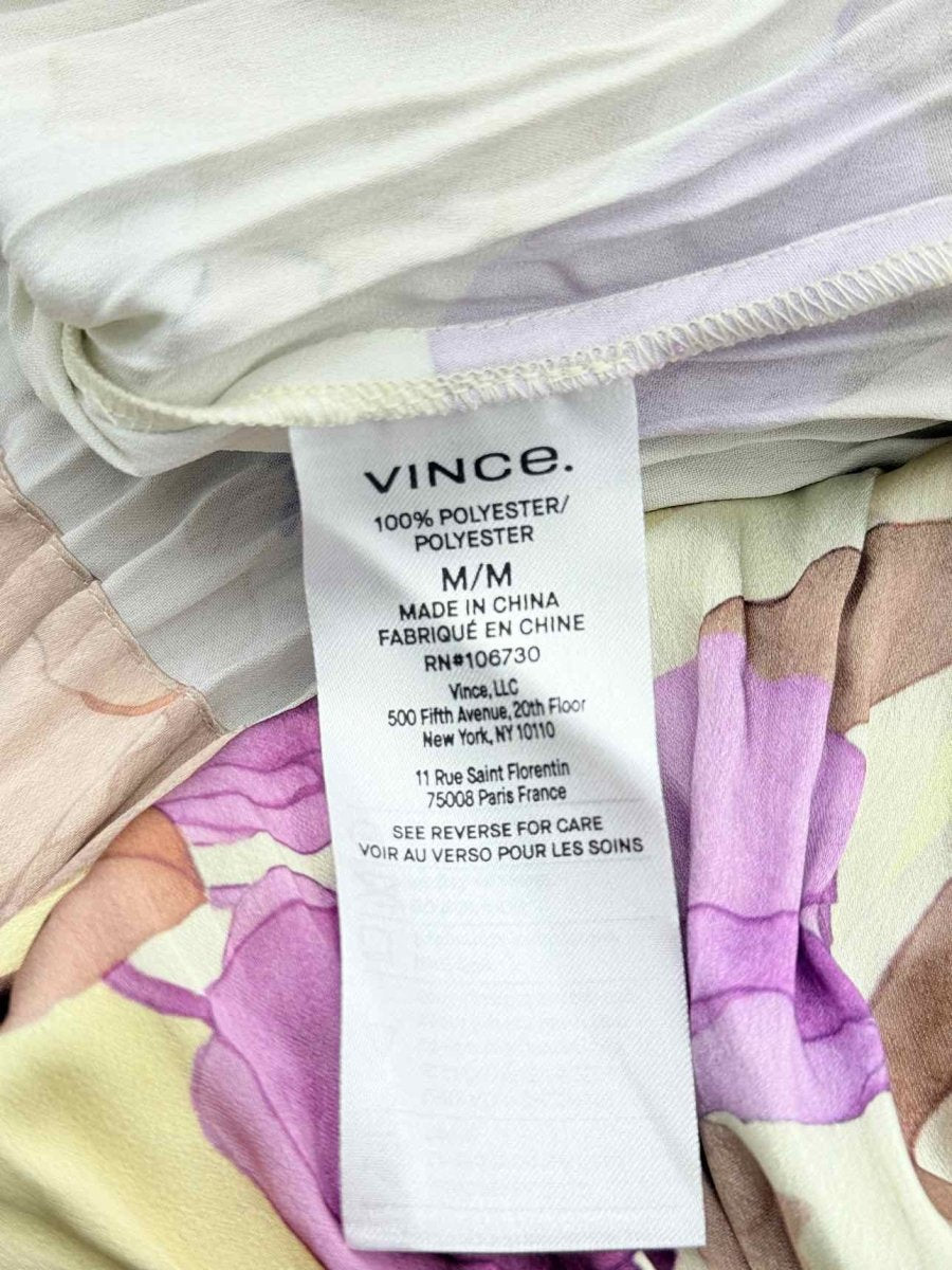 Pre - loved VINCE Purple Multicolor Floral Size Medium Midi Dress at Reems Closet