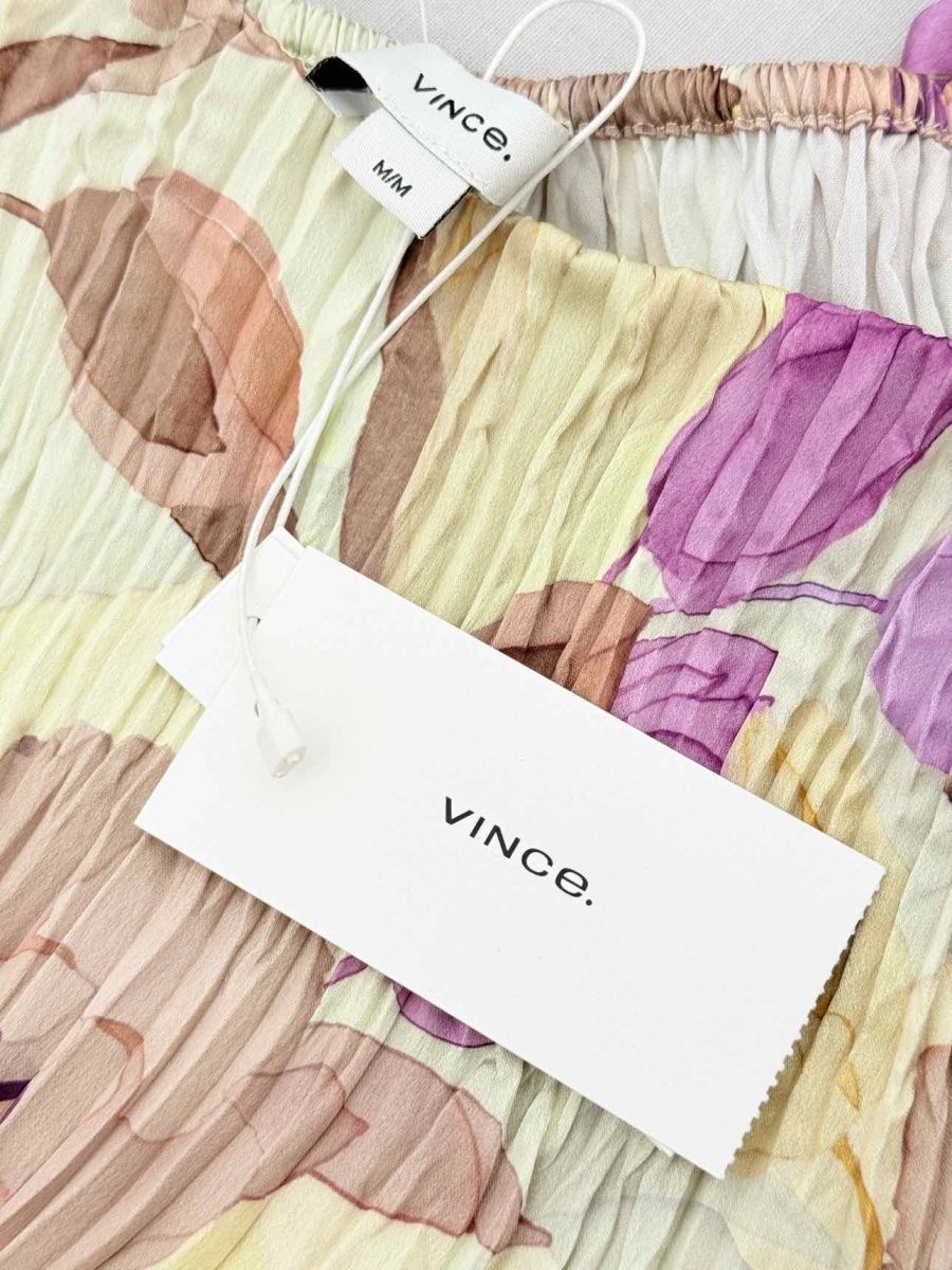 Pre - loved VINCE Purple Multicolor Floral Size Medium Midi Dress at Reems Closet