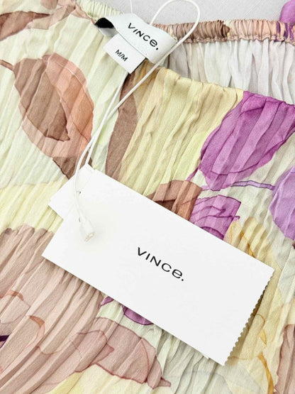 Pre - loved VINCE Purple Multicolor Floral Size Medium Midi Dress at Reems Closet