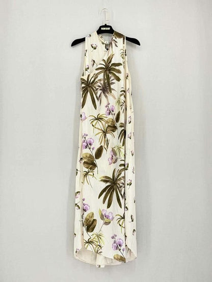 Pre-loved VINCE White Multicolor Size Medium Midi Dress at Reems Closet