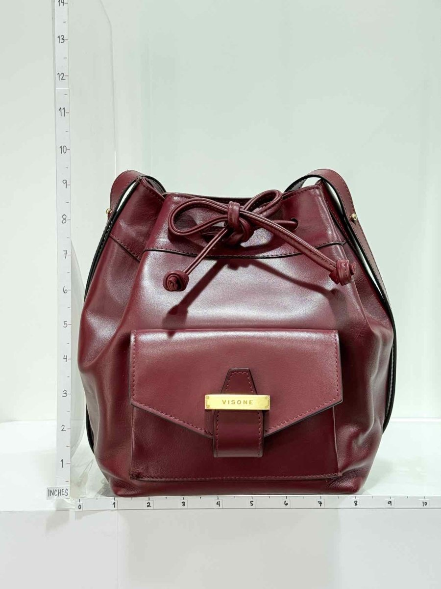 Pre - loved VISONE Burgundy Bucket Bag at Reems Closet