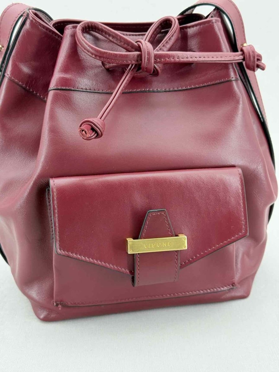 Pre - loved VISONE Burgundy Bucket Bag at Reems Closet