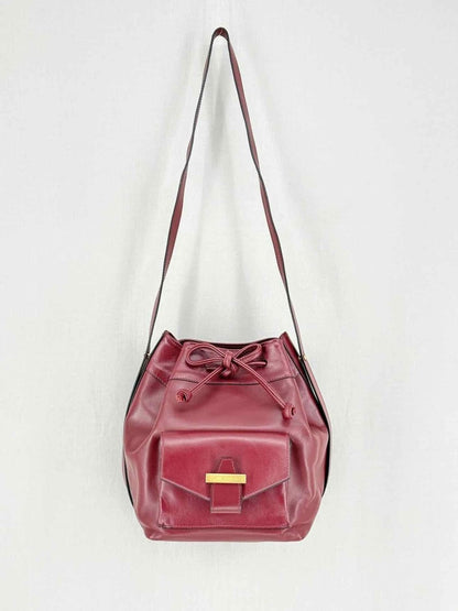 Pre - loved VISONE Burgundy Bucket Bag at Reems Closet