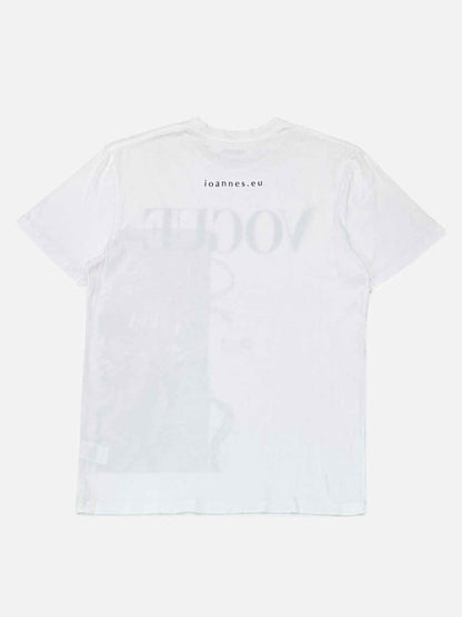 Pre - loved VOGUE Vanguard White w/ Black Print Size Small T-shirt at Reems Closet