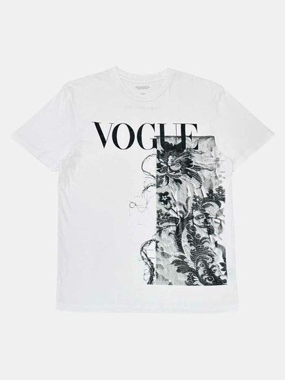 Pre - loved VOGUE Vanguard White w/ Black Print T-shirt at Reems Closet