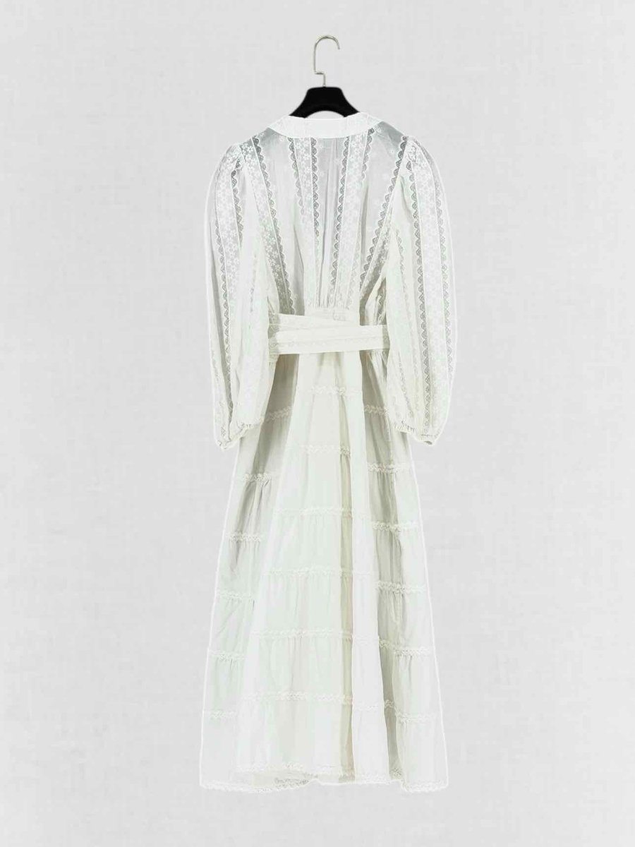 Pre - loved WAIMARI White Embroidered Size Small Midi Dress at Reems Closet