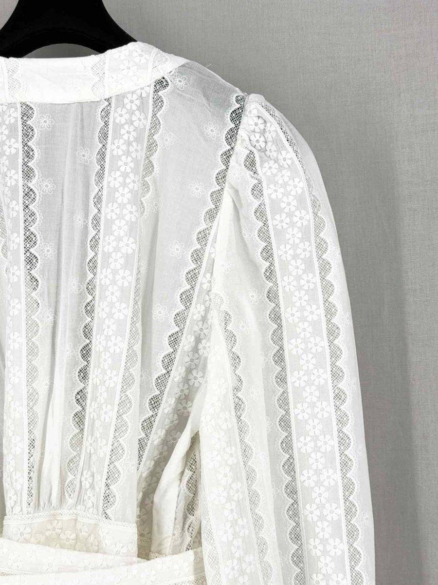 Pre - loved WAIMARI White Embroidered Size Small Midi Dress at Reems Closet