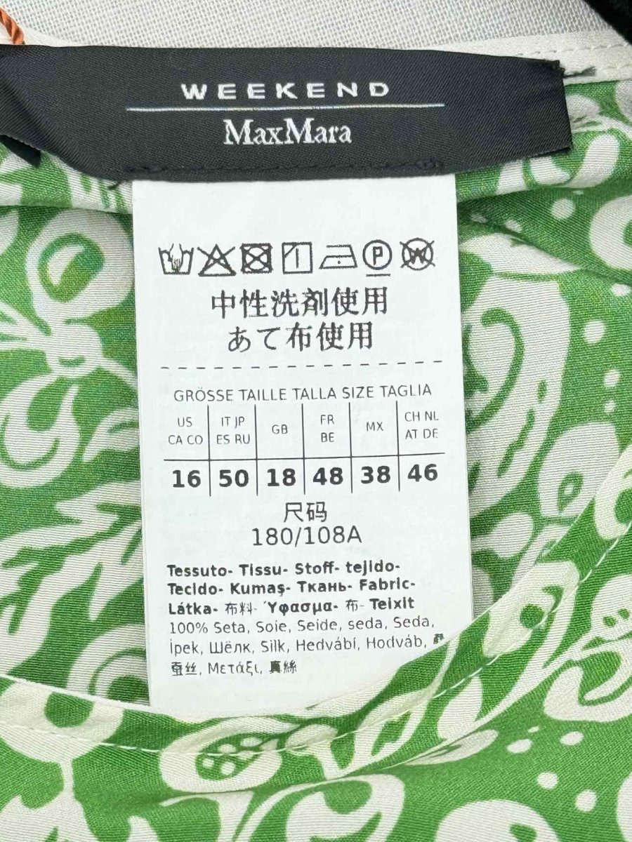 Pre - loved WEEKEND BY MAX MARA Beige & Green Size US 16 Midi Dress at Reems Closet