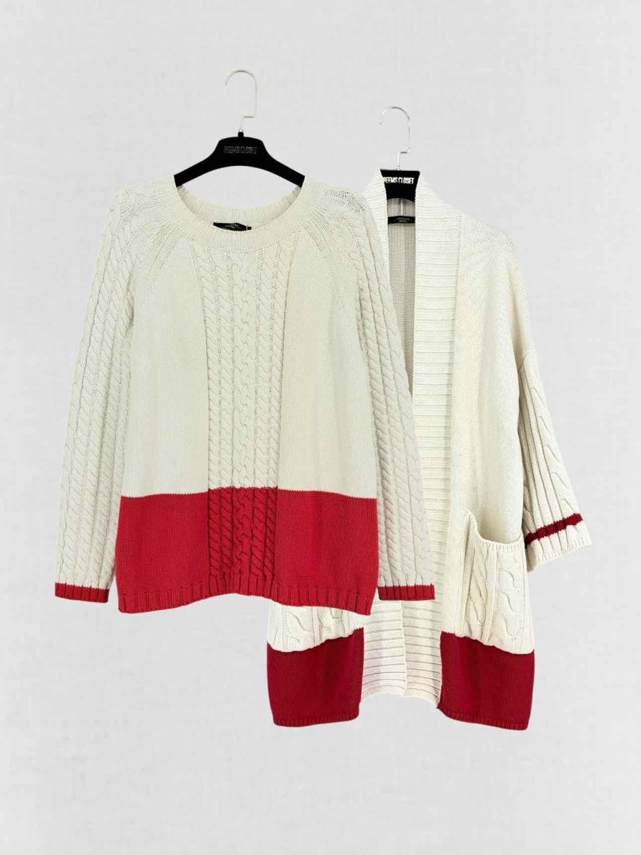 Pre-loved WEEKEND MAX MARA Beige w/ Red Size Medium Twinset at Reems Closet