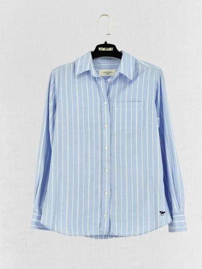 Pre - loved WEEKEND MAX MARA Blue & White Striped Size US 2 Shirt at Reems Closet