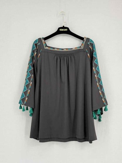 Pre - loved WEEKEND MAX MARA Boho Dark Grey Size XLarge Blouse at Reems Closet