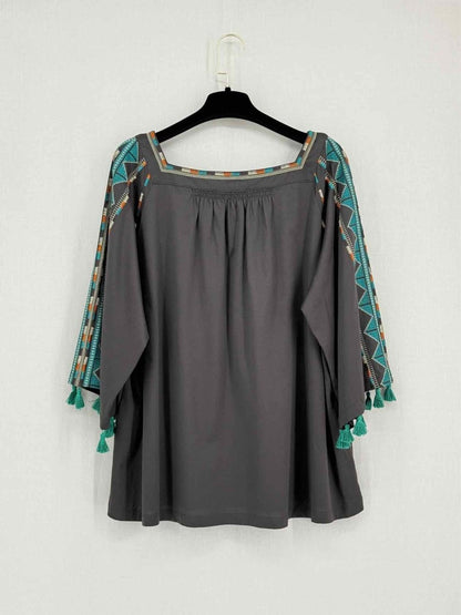 Pre - loved WEEKEND MAX MARA Boho Dark Grey Size XLarge Blouse at Reems Closet